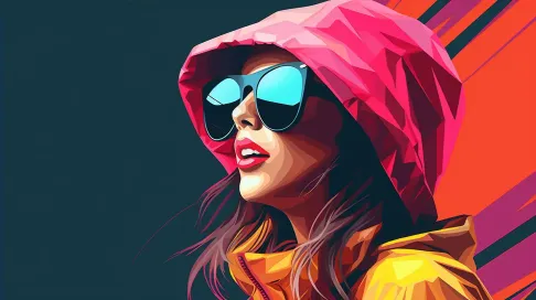 Low poly portrait of a fashionable teenager in bright pop colors - Image 4