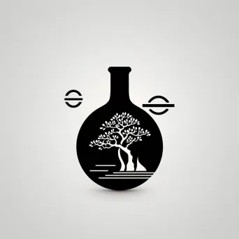 Minimalist sake bottle logo in black and white - Image 1