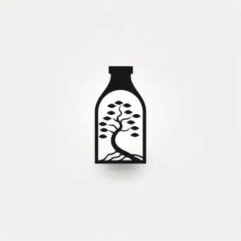 Minimalist sake bottle logo in black and white - Image 3