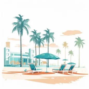 Beachfront Hotel Logo with Sun Loungers on Sandy Beach - Image 2