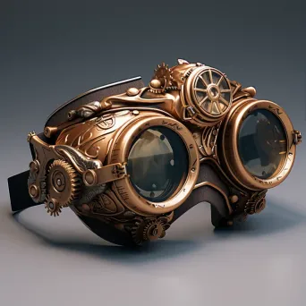 Steampunk goggles in low poly style with intricate gear details - Image 1