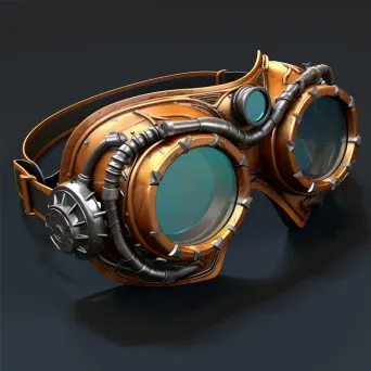 Steampunk goggles in low poly style with intricate gear details - Image 4