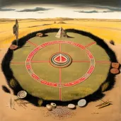 Mystic Native American medicine wheel with sacred stones in the open plains - Image 3