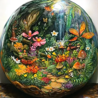 A vibrant scene of a whimsical terrarium with elusive fairies - Image 3