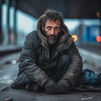 City Homeless Person on Street - Image 1