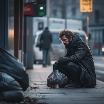 City Homeless Person on Street - Image 2