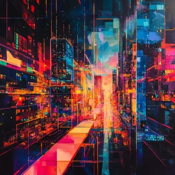 Abstract Neon Cityscape