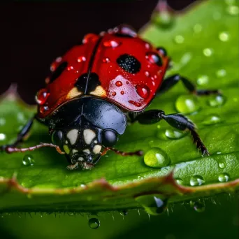 ladybug on leaf closeup - Image 3