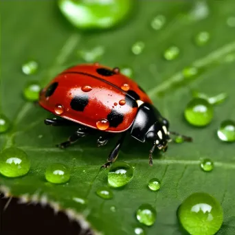 ladybug on leaf closeup - Image 4