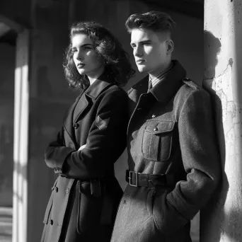 1940s military style fashion utility wear and structured coats - Image 4