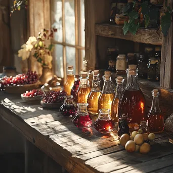 Assortment of maple syrup products on a wooden table - Image 3