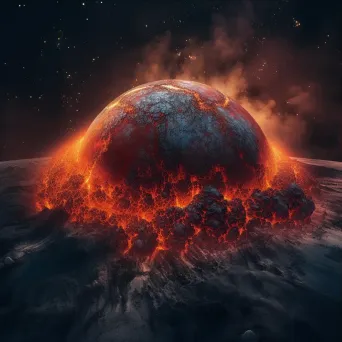 Volcanic planet with erupting volcanoes and molten lava flows - Image 3