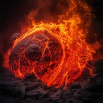 Volcanic planet with erupting volcanoes and molten lava flows - Image 4