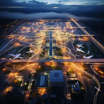 Aerial View of Busy Airport