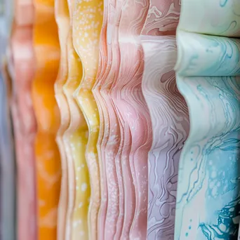 Close-up of stacked colorful handmade paper. - Image 2