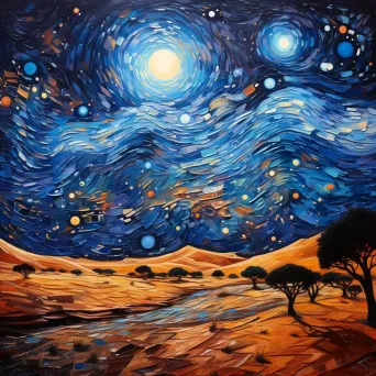 Impressionist painting of a star-filled night sky over the Sahara - Image 2