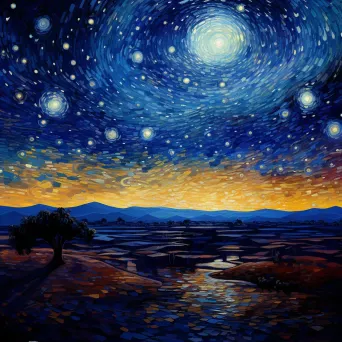 Impressionist painting of a star-filled night sky over the Sahara - Image 3