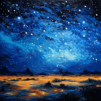 Impressionist painting of a star-filled night sky over the Sahara - Image 4