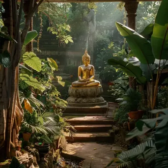 Buddha Statue in Peaceful Temple