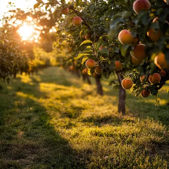 Peach Orchard at Sunset