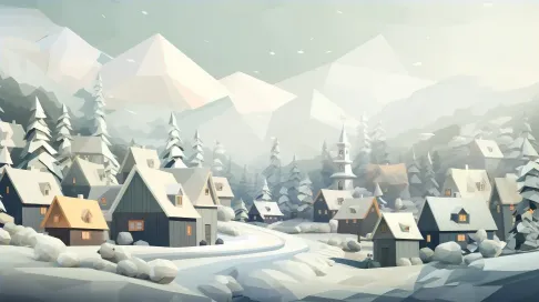 Low Poly Winter Village