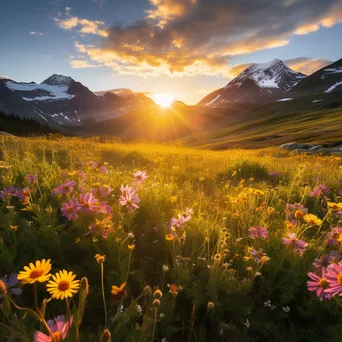 Alpine Meadow at Sunset