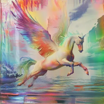 Surreal rendering of a vibrant Pegasus in mid-flight - Image 4