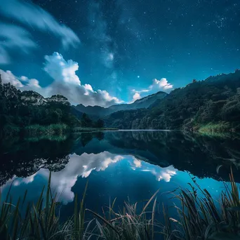 Starry sky over a calm mountain lake - Image 2