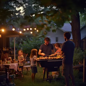 Family grilling burgers together in a backyard - Image 4