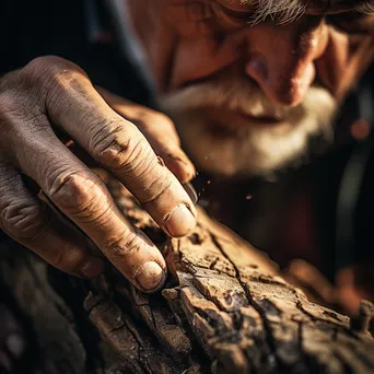 Close-up of hands peeling cork bark from a tree - Image 4