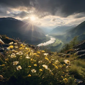 Wildflowers on Rocky Cliffside