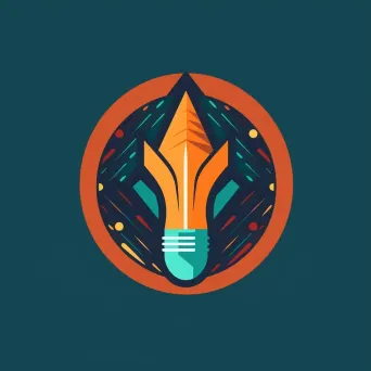 Retro-futuristic financial innovation logo with teal and orange colors on a dark background - Image 3