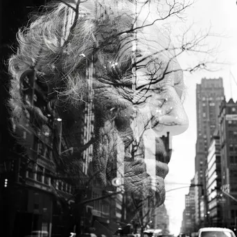 Double exposure of an elderly man and city streets - Image 3