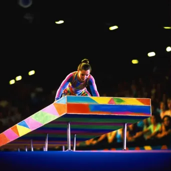 Graceful gymnast on balance beam