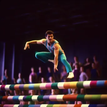 Gymnast gracefully performing on balance beam - Image 4