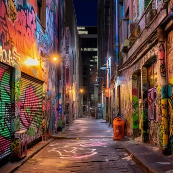 Urban alleyway adorned with vibrant graffiti art - Image 4