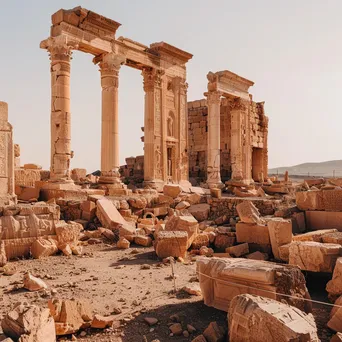 Ancient Palace Remnants in Arid Landscape