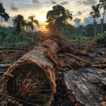 Trees felled in the Amazon, showing rainforest destruction - Image 1