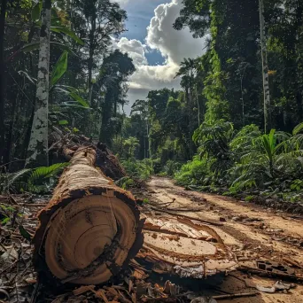 Trees felled in the Amazon, showing rainforest destruction - Image 3