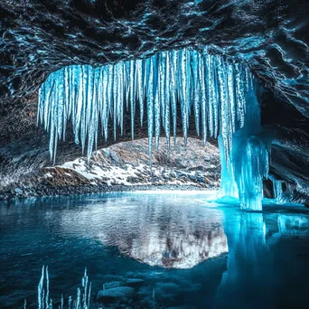 Cascading Icicles in Glacier Cave