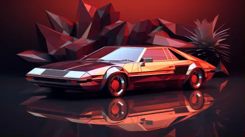 Retro-inspired luxury car in low poly design with sunset reflections - Image 1