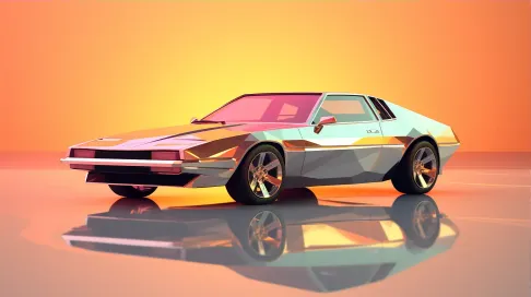 Retro-inspired luxury car in low poly design with sunset reflections - Image 3