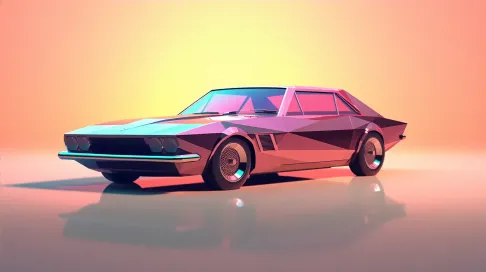 Retro-inspired luxury car in low poly design with sunset reflections - Image 4