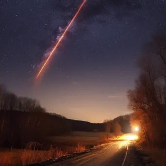 Fiery comet streaking through a starry sky with a bright trail - Image 2