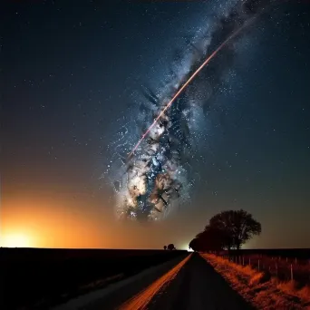 Fiery comet streaking through a starry sky with a bright trail - Image 4