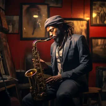 Musician playing saxophone in a jazz club. - Image 2