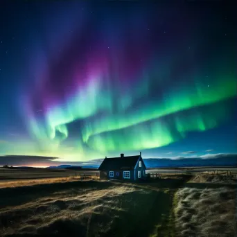 Northern Lights Over Countryside Hills