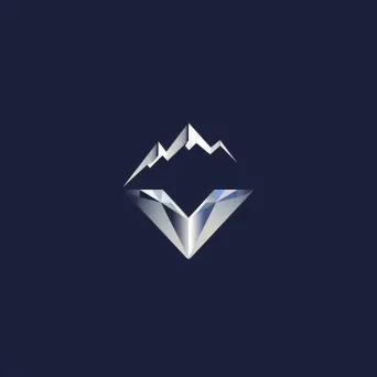 Logo featuring a monoline illustration of a diamond turning into a mountain peak, in silver and blue. - Image 2