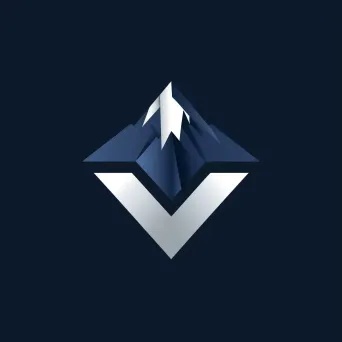 Logo featuring a monoline illustration of a diamond turning into a mountain peak, in silver and blue. - Image 3