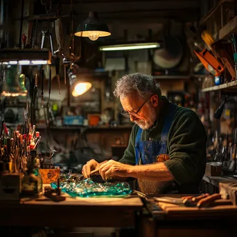 Artisan creating a glass sculpture in a workshop - Image 2